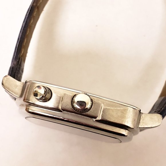 Anne Klein AK Navy Blue Day Date DOW 24-HR Red White Blue Square Face Watch main image 11